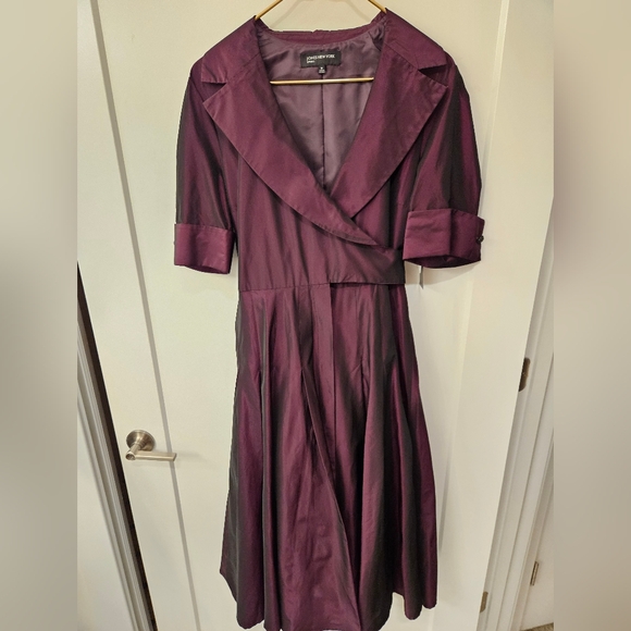NWT - Satin Taffeta Jones New York "Merlot" Iridescent Midi Dress - Size 16 - Picture 1 of 16